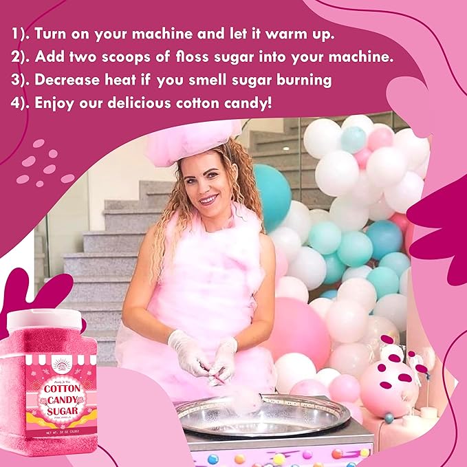 Cotton Candy Floss Sugar – Pink Vanilla & Blue Raspberry (2 Pack, 3 lb Each) | Premium Spun Sugar for Cotton Candy Machines | Perfect for Parties, Events & Home Use (2 Pack – 2 lb Jars)