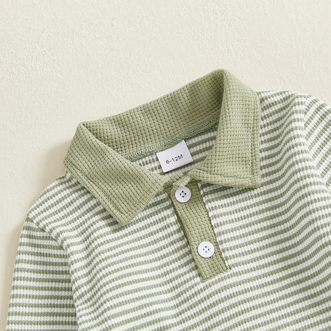 Baby Boy Toddler Fall Outfit Striped Sweatshirt Toddler Boy Winter Waffle Clothes 3 6 12 18 Months 2 3 T Pant Set