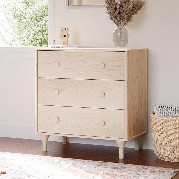 Babyletto Lolly Changing Table Dresser Combo w/Removable Tray - GREENGUARD Gold Certified 3 Drawer Baby Dresser with Changing Table Top - Easy to Assemble Diaper Station for Nursery, Washed Natural