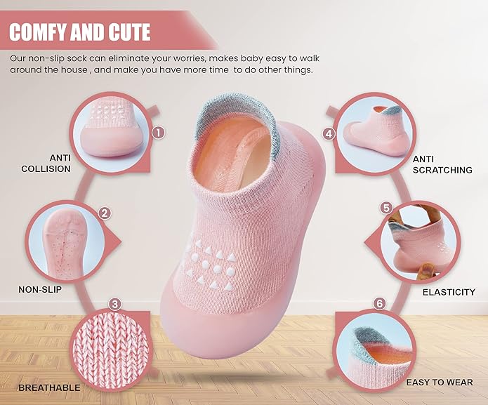 Baby Sock Shoes Boys Girls First Walking Shoes Non-Slip Slippers Soft Sole Sneakers Toddler Infant Babygirl