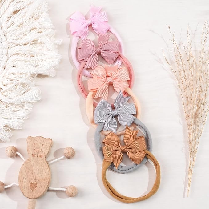 JOYOYO 40pcs Mini Baby Girls Grosgrain Ribbon Hair Bows Headbands 2" Hairband Hair Accessories for Baby Girl Infants Newborn and Toddler