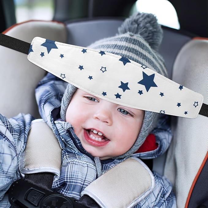 HESTYA 2 Pcs Carseat Head Support Toddler Stroller Seat Headrest for Sleeping Traveling Neck Relief Headband Strap for Kids Children Toddler Infant(Star)