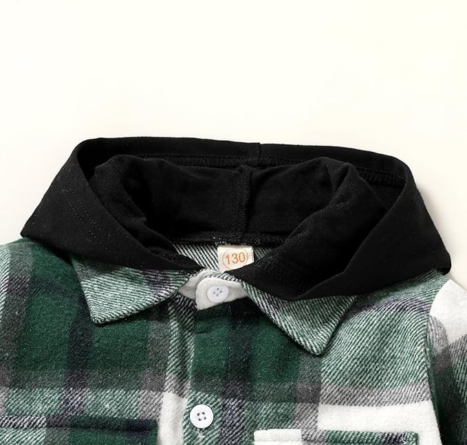 YOUNGER STAR Toddler Kids Boys Girls Flannel Hooded Plaid Shirt Button Baby Red Clothes