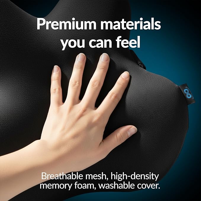 Everlasting Comfort Lumbar Support Pillow for Office Chair - Memory Foam Back Cushion for Car Seat - Promotes Better Posture, Back Pain Relief - Ideal Gaming and Desk Chairs Work and Home Essentials