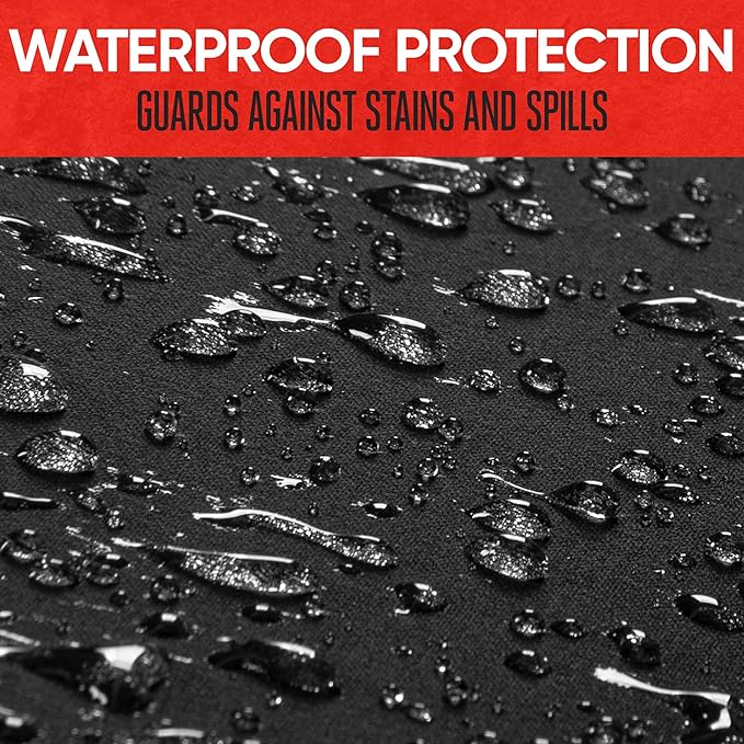 Motor Trend SpillGuard Neoprene Rear Seat Protector - Waterproof Bench Cover for Cars With Gray Stitching, Padding for Kids & Dogs