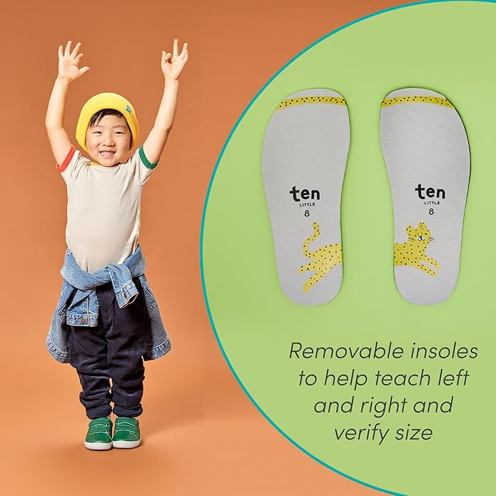 Ten Little Everyday Original Toddler Shoes - APMA-Approved Vegan Leather Kids Sneakers, 100% Cotton Lining, Wide Toe Box, Zero Drop Flexible Soles, Hook and Loop Toddler Sneakers