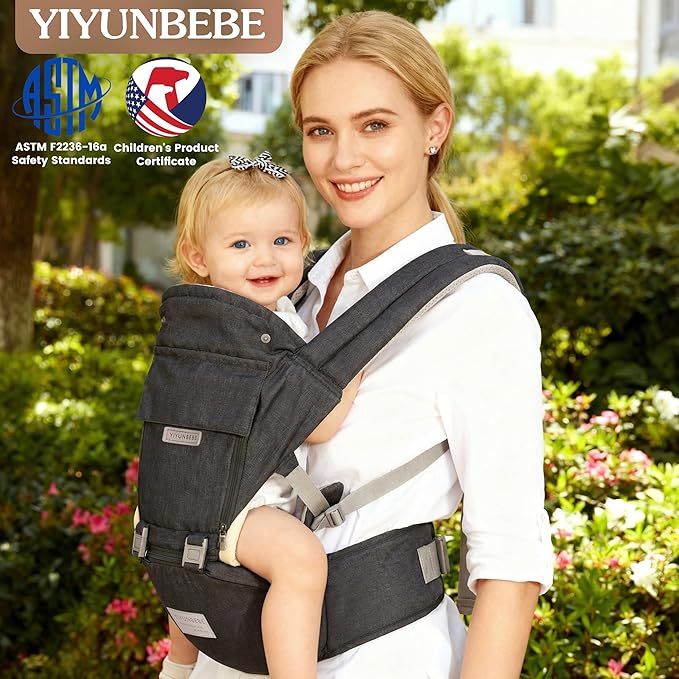 Baby Carrier Newborn to Toddler Baby Carriers with Seat Infant Baby Holder Backpack Baby Carriers Front and Back for Carrying and Hiking (Grey)