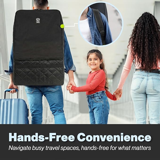 V VOLKGO Extra Padded Car Seat Travel Bag for Airplane, Heavy Duty Car Seat Bags for Air Travel Large Durable Carseat Carrier Bag, Airport Gate Check Bag with Padded Shoulder Strap