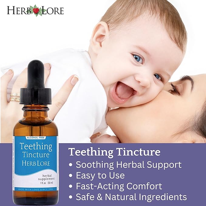 Herb Lore Teething Tincture – Soothing Herbal Drops with Passionflower, Catnip & Chamomile for Babies & Toddlers (1 fl oz)