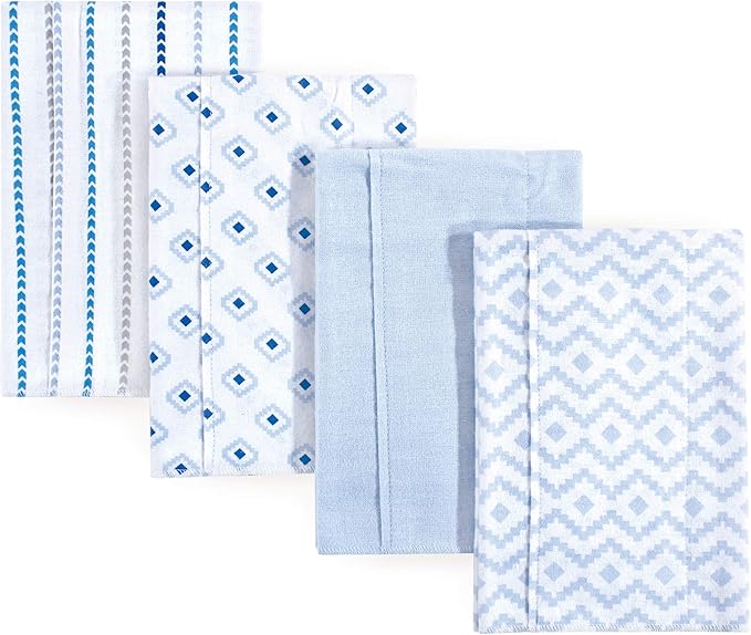 Hudson Baby Cotton Poly Flannel Burp Cloths Multipack, Boy Modern 8-Pack, One Size