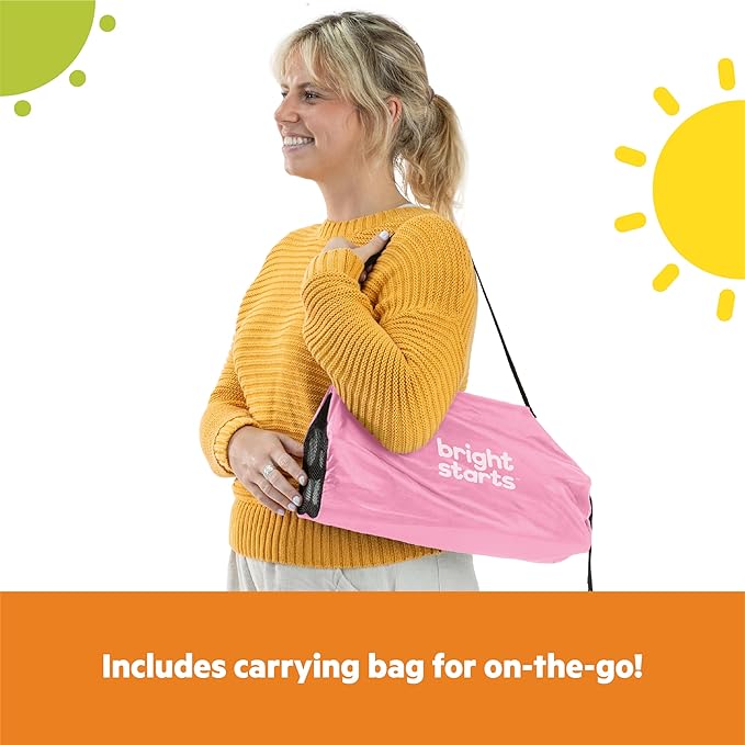 Bright Starts Pop 'N Sit Portable Booster, Indoor/Outdoor Use, Floor Seat with Feeding Tray, Pink, 6 Mos - 3 Yrs (Pack of 2)