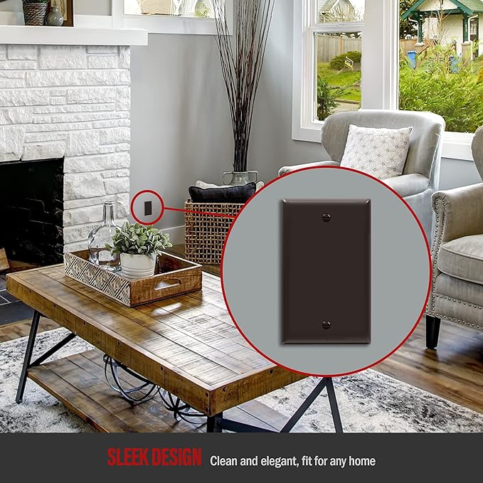 ENERLITES Blank Device Wall Plate, Gloss Finish, Standard Size 1-Gang 4.50" x 2.76", Polycarbonate Thermoplastic, 8801-BR, Brown