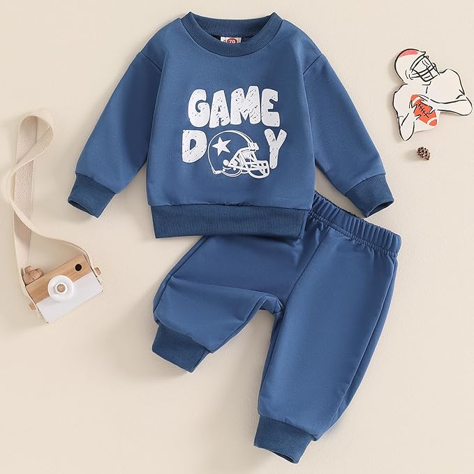 ZAXARRA Toddler Newborn baby boys Fall Outfits Long Sleeve Letter Print Sweatshirt Tops Pocket Pants Casual Clothing Sets