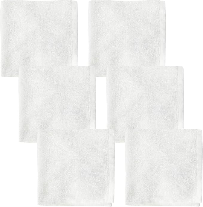 6 Pack Baby Washcloths Bulk for Newborn, Extra Soft Face Bath Towel for Infant Toddler, Absorbent Kids Wash Rag for Body Hand, 70% Rayon Derived from Bamboo, 30% Terry Cotton, 10”x10”, White