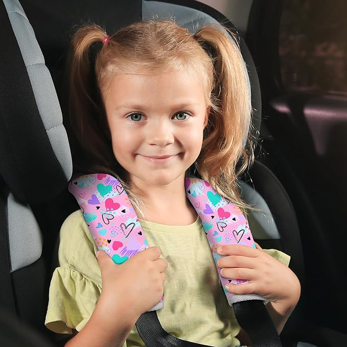 Seat Belt Cover Pad for Baby, Soft Seatbelt Cushion Covers for Kids 2Pcs Car Seat Strap Shoulder Pads for All Car Seats, Stroller, High Chair