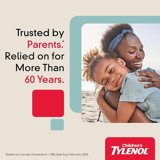 Children's Tylenol Liquid Pain Relief & Fever Medicine, Acetaminophen Oral Suspension, Free of Dyes, Aspirin, Ibuprofen, High Fructose Corn Syrup; Natural Apple Flavor, 4 fl. Oz