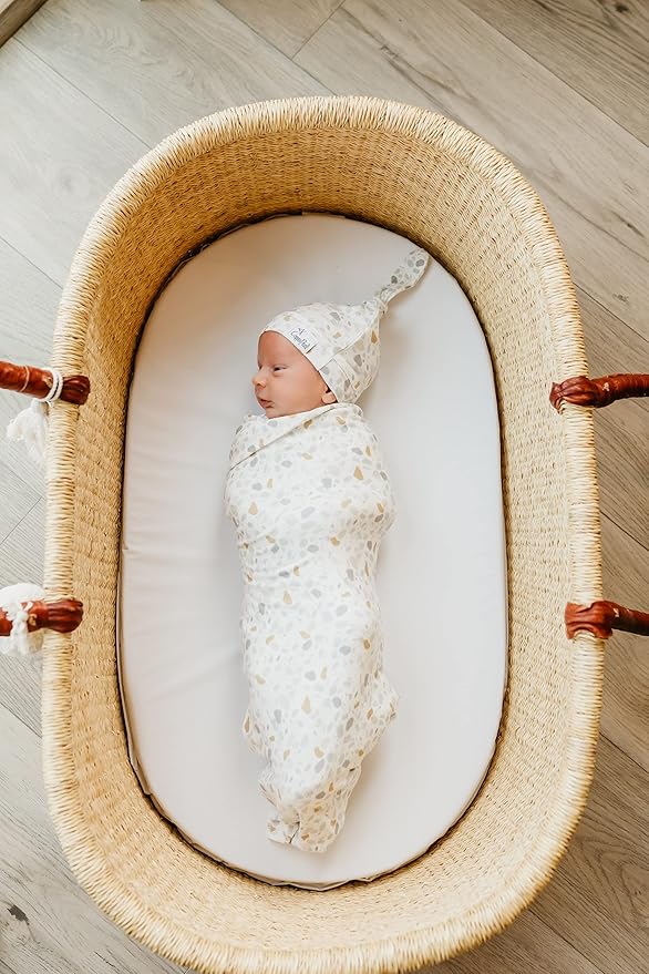 Copper Pearl Baby Beanie Hat Top Knot Stretchy Soft Arlo