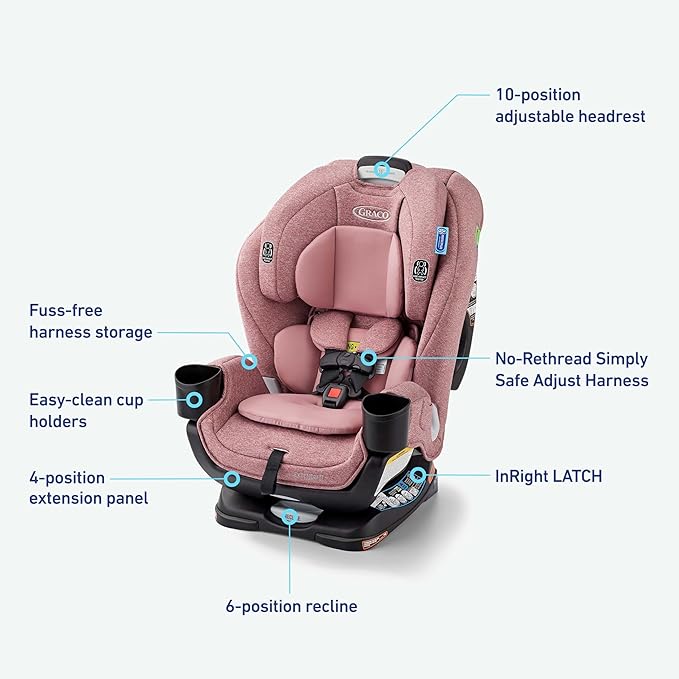 Graco Extend2Fit 3-in-1 Convertible Baby Car Seat, Rear and Forward Facing, Adjustable Extension Panel for Extra Legroom, Talia