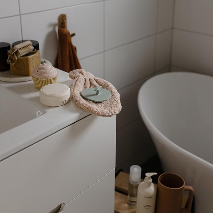 mushie Baby Bath Mitt | Organic Cotton | Pack of 2 (Fog)