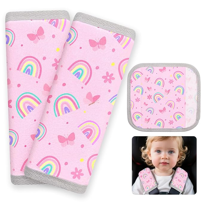 Seat Belt Cover Pad for Baby, Soft Seatbelt Cushion Covers for Kids 2Pcs Car Seat Strap Shoulder Pads for All Car Seats, Stroller, High Chair