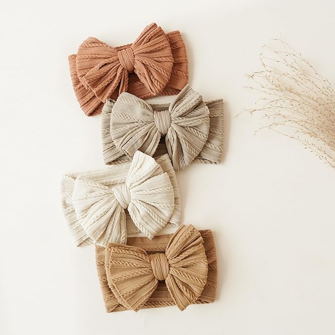 Prohouse 8 Pack Baby Headbands Soft Nylon Hairbands Hair Bows for Newborns Infants Toddlers and Baby Girls Elastic Hairbands for Daily Wear, Photoshoots