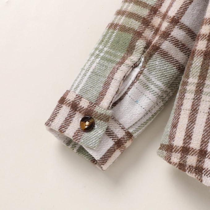 YOUNGER STAR Toddler Kids Boys Girls Flannel Hooded Plaid Shirt Button Baby Red Clothes