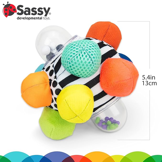 Sassy Developmental Bumpy Ball, Easy to Grasp Bumps Help Develop Motor Skills, Ages 6+ Months (Pack of 12)