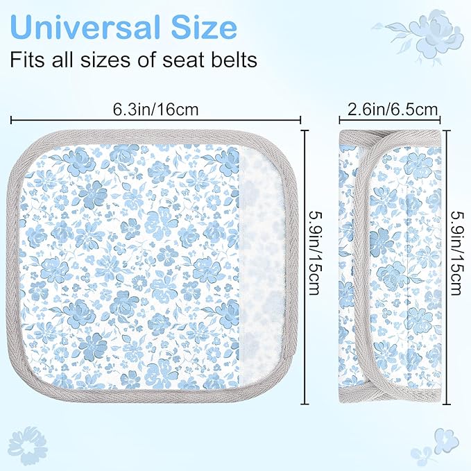 Seat Belt Cover Pad for Baby, Soft Seatbelt Cushion Covers for Kids 2Pcs Car Seat Strap Shoulder Pads for All Car Seats, Stroller, High Chair