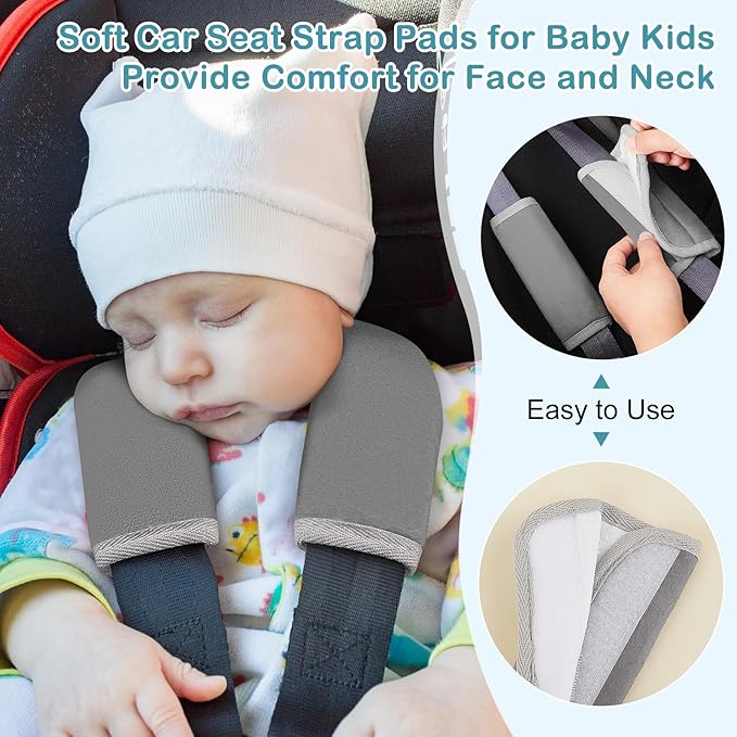 Seat Belt Cover Pad for Baby, Soft Seatbelt Cushion Covers for Kids 2Pcs Car Seat Strap Shoulder Pads for All Car Seats, Stroller, High Chair