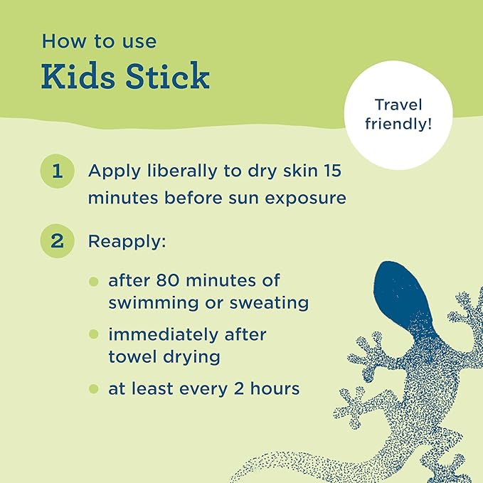 Blue Lizard Kids Mineral SPF 50 Sunscreen Stick, Zinc Oxide, 100% Mineral Actives, Developed for Kids’ Sensitive Skin, TSA-Friendly, Vegan, Paraben-free, Fragrance-Free, 0.5 oz