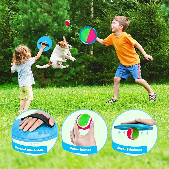 Toss and Catch Ball Set Upgraded - Kids Toys Beach Toys Baseball Games - Sturdy & Water-Resistant Great for Outdoor Pool Yard Games - Classic Gift for Boys Girls 3 4 5 6 7 8 9 10 11 12+ Years Old
