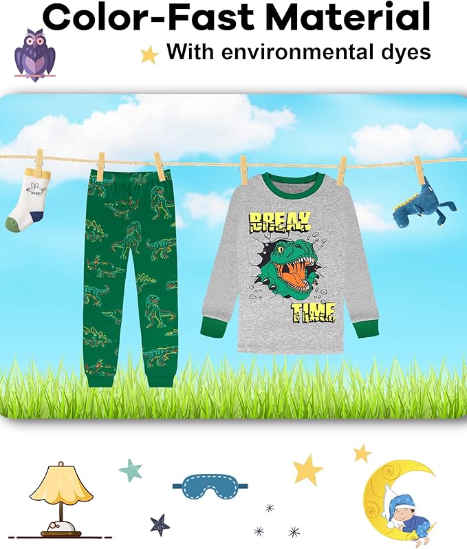 DAUGHTER QUEEN Boys 100% Cotton Long Sleeve Pajamas Size 18Months-12Years