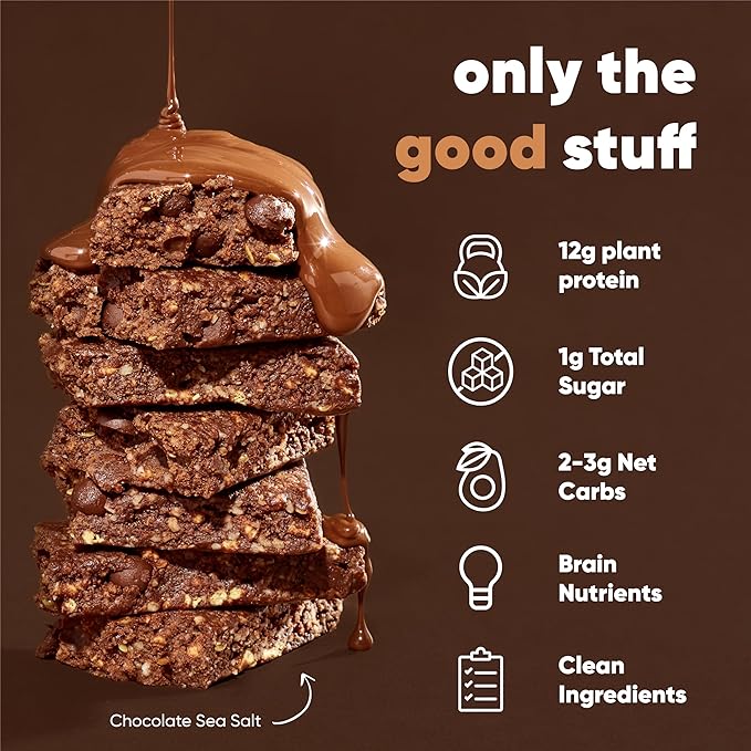 IQBAR Brain and Body Clean Plant Protein Bars - Chocolate Lovers Variety - 36 Bars - Keto, Vegan, High Fiber, Gluten and Dairy Free, Low Sugar Snack with Nutrients for Focus, Energy, Meal Replacement