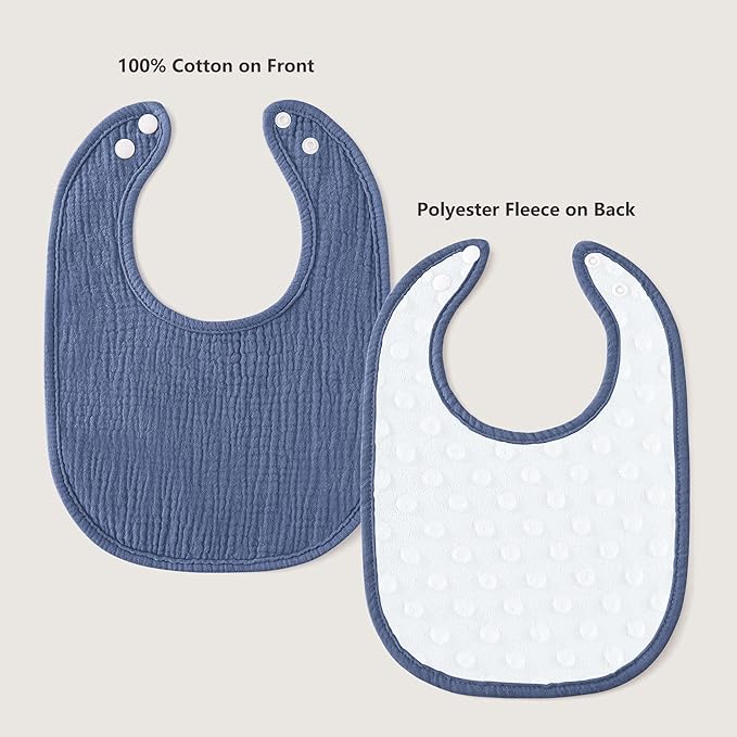 Susurration Muslin Baby Bibs 6 Pack Cotton Baby Drool Bibs,Soft Adjustable Baby Drooling Bibs for Unisex Boys Girls