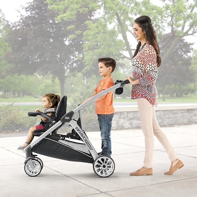 Chicco BravoFor2 Standing/Sitting Double Stroller - Iron | Black/Grey