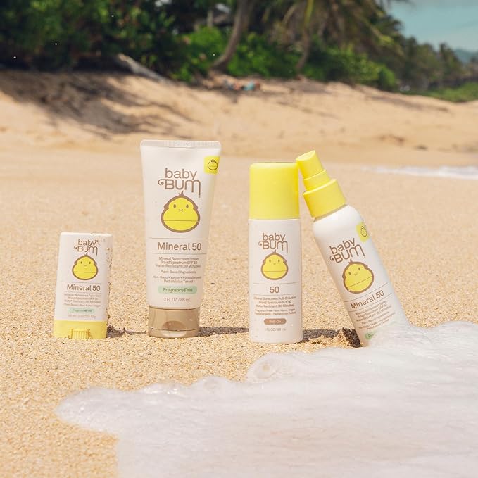 Sun Bum Baby Bum SPF 50 Sunscreen Spray | Mineral Uva/Uvb Face & Body Protection for Sensitive Skin | Fragrance Free | Travel Size | 3 fl oz | 2 Pack