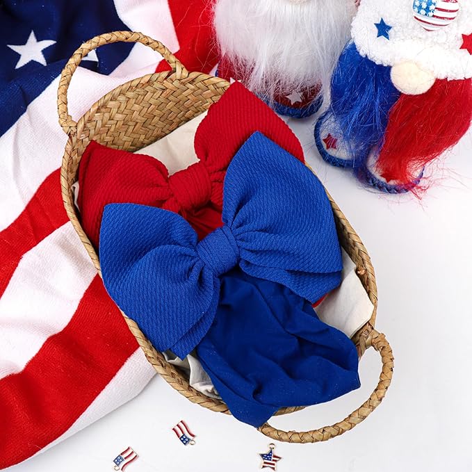 YanJie 4th of July Baby Headbands Red Hair Bow Blue Headband Bow for Girls Independence Day Hair Accessories Newborn Infant Baby Girl Toddler