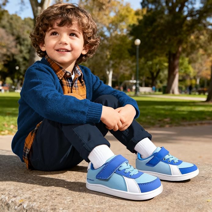 SKYWHEEL Toddler Wide Toe Box Barefoot Shoes Boys Sneakers Kids Tennis Shoes Comfort Lightweight Zero Drop Walking Shoe for Indoor/Outdoor Play