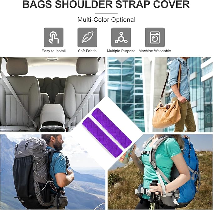 surpassme Car Seat Belt Pads Covers, 2PCS Seat Belt Shoulder Strap Covers Protector to Release Stress to Your Neck and Shoulder for a Safety Driving(Purple)