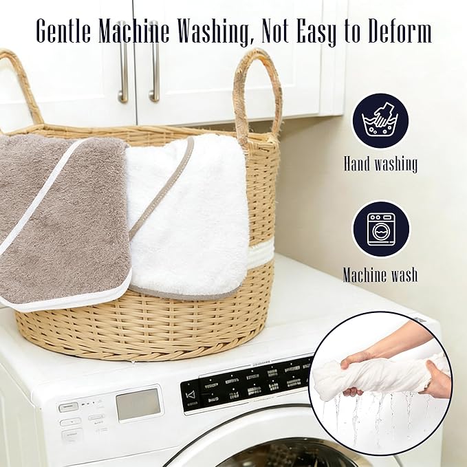 2 Pack Baby Bath Towel - Rayon Made from Bamboo, Ultra Soft Hooded Towels for Babies,Toddler,Infant - Newborn Essential -Perfect Baby Registry Gifts (White and Brown, 30 x 30 Inch)