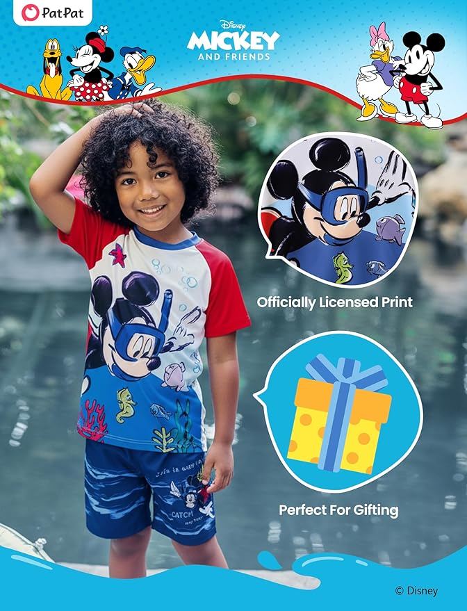 Disney Marvel Spiderman Cars Boy Swimsuit Rash Guard Shirts & Swim Trunk Boys Swim Set Mickey Summer Bathing Suit 2-13 Years