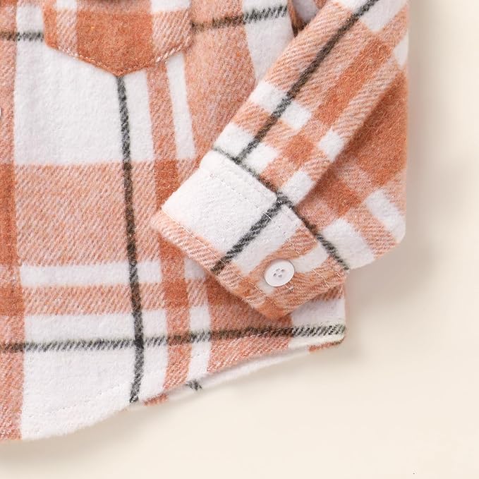 YOUNGER STAR Toddler Kids Boys Girls Flannel Hooded Plaid Shirt Button Baby Red Clothes