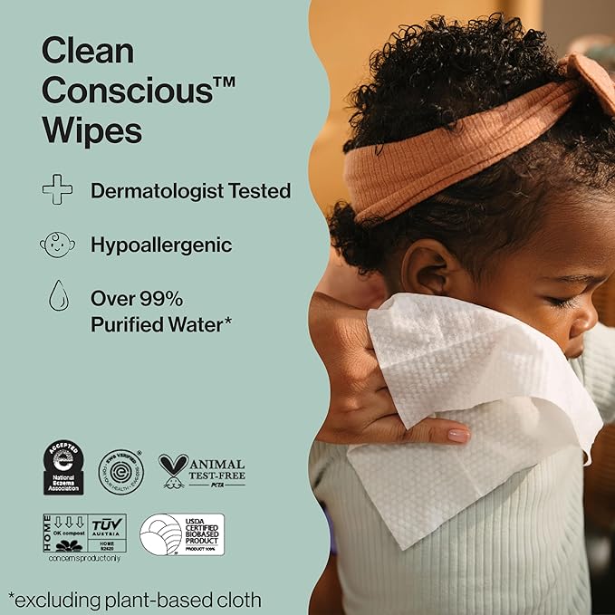 The Honest Company Hypoallergenic Multi-Use Baby Wipes for Sensitive Skin, Sunburst, 864 Count