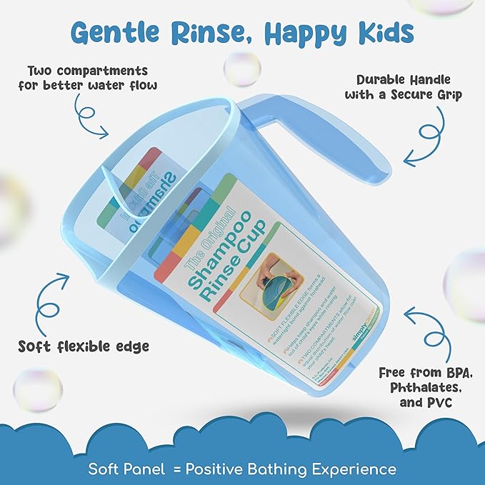 Shampoo Rinse Cup for Kids | Baby Bath Pail | Tear Free Baby Rinser Pail - Three Color Choices