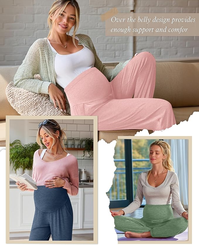 3 Pack Women's Maternity Pants Maternity Jogger Sweatpants Over The Belly Stretchy Pregnancy Pants with Pockets