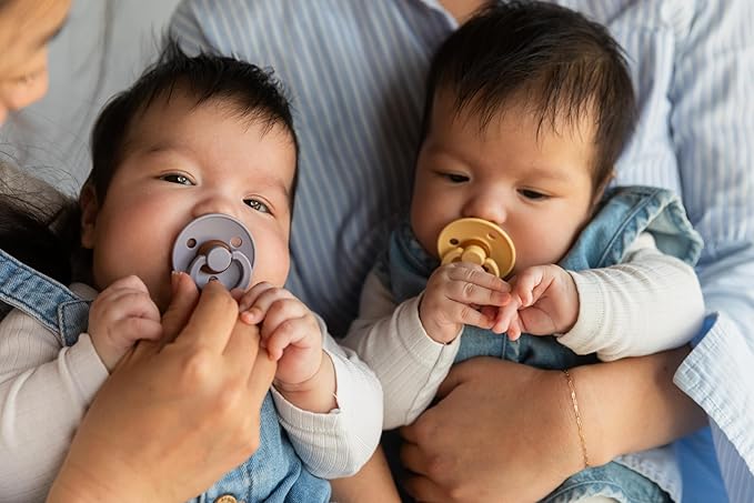 Bibs Pacifiers Color Collection, Set of 2 BPA-Free Latex Pacifiers Made in Europe, Round Nipple Baby Pacifier.