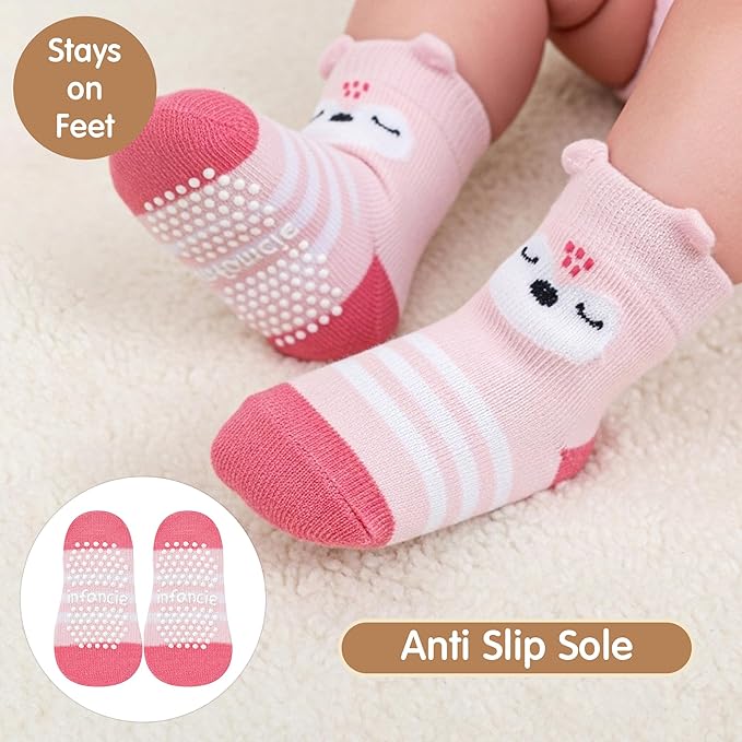 Organic Cotton Baby Socks 0-6 Months Soft for Infants Breathable, Newborn Socks Girls boys Animal Design