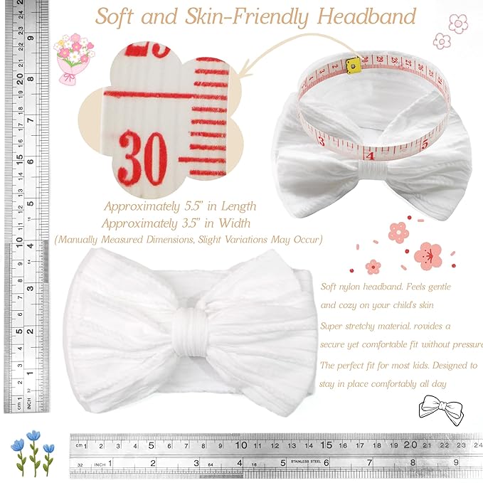 CÉLLOT 6 Pcs Baby Bows Headbands Nylon Hairbands Baby Girl Bows Hair Accessories for Newborn Infant Toddler Essentials (Light Pink Series)