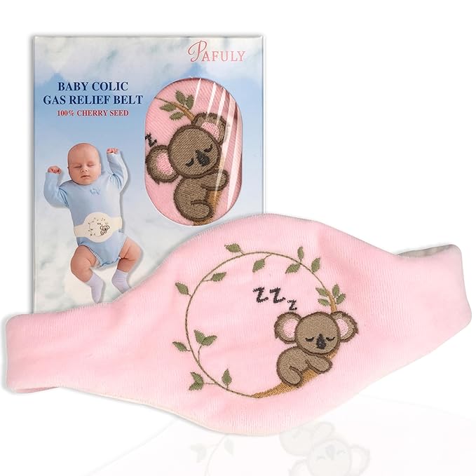 Baby Colic Gas and Upset Stomach Relief for Newborns-100% Cherry Seed-Heated Tummy Wrap-Colic Baby Swaddling Belt for Natural Relief–Soothing and Calming (Pink)