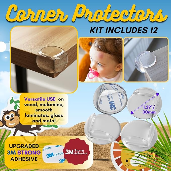 Child Safety Kit - 67 Pack Baby Proofing Essentials | Magnetic Cabinet Locks, Power Point Outlet Covers, Clear Corner Protectors, Strap Locks, Finger Pinch Guards | Bonus Bath Toys